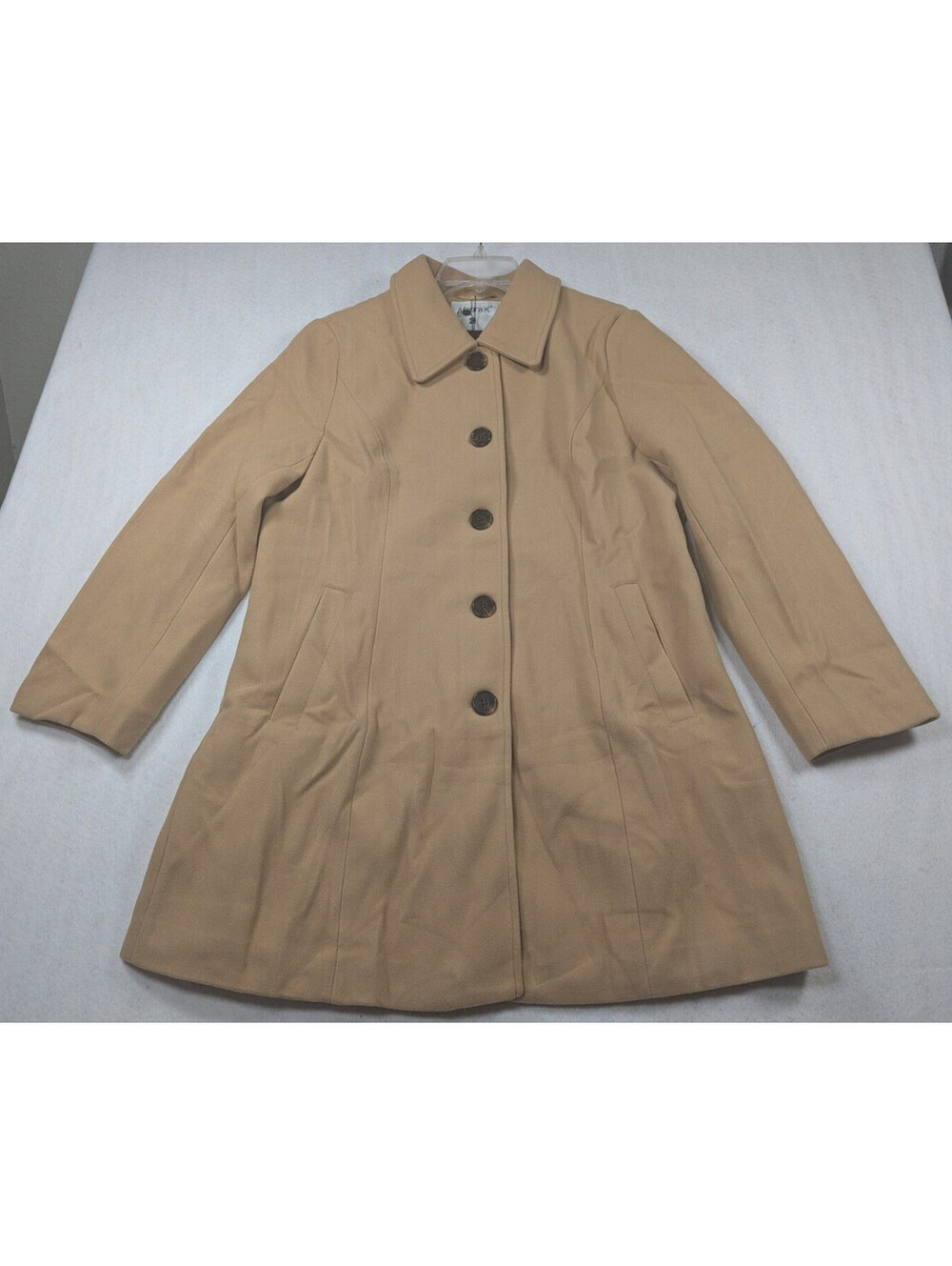 Allegra K - Women's - Pea Coat - Single Breasted - Color: Khaki - Size XL